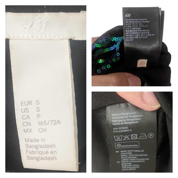 H&M Black Velvet Sequin Mermaid Mini Skirt Size Womens Small Side Zip New Other - Picture 4 of 5